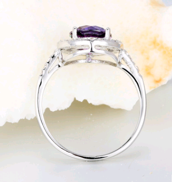 Round Ring Diamond Classic Fashion Women Zircon Wedding Purple Crystal Jewelry