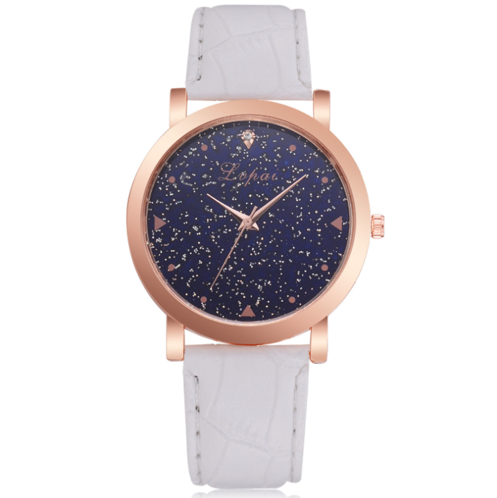 Lvpai Fashion Sports Star Starry Women Dress Watches Luxury Gold Leather Ladies Watch Girl Red White Student Clock Wristwatch