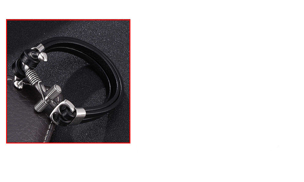 Stainless Steel Bracelet Jewelry Titanium Steel Anchor Jewelry Rope Leather Bracelet Leather Bracelet