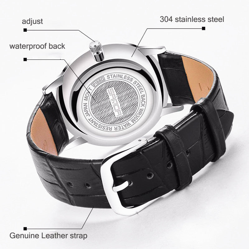 SANDA Luxury Watches MenThin Fashion Men Quartz Casual Strap Watch Wristwatch Vogue Leather Relojes Mujer P188G