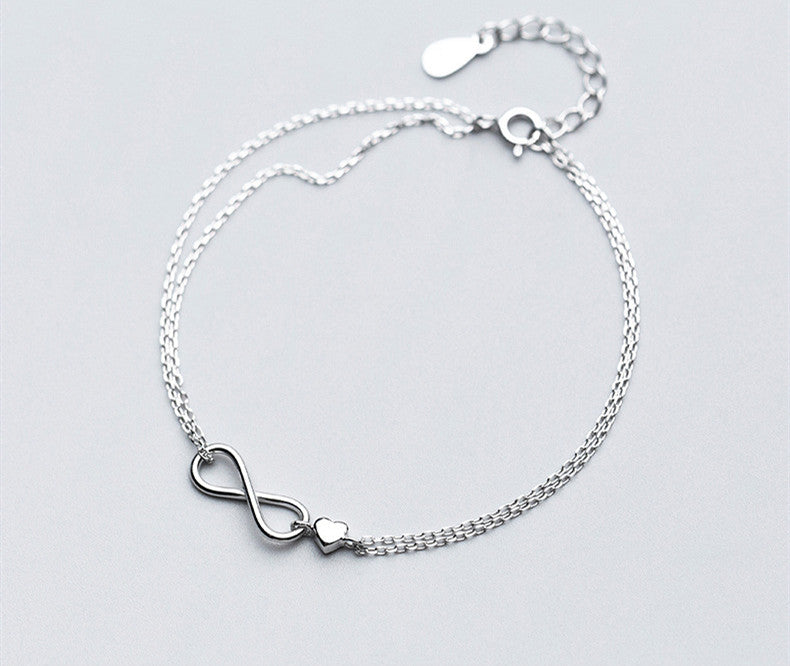 S925 Silver Bracelet Women Double Bracelet Sweet Hand Jewelry