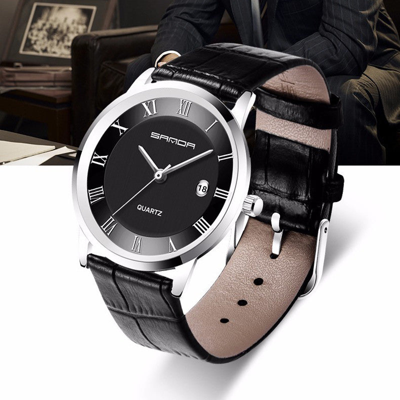 SANDA Luxury Watches MenThin Fashion Men Quartz Casual Strap Watch Wristwatch Vogue Leather Relojes Mujer P188G