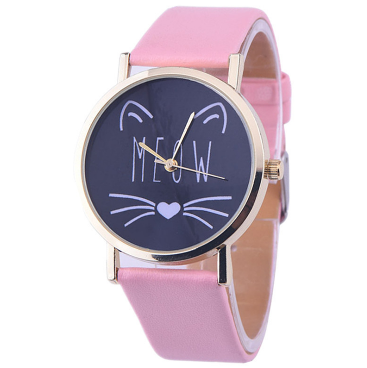 Watch watches women fashion watch  Luxury Cute Cat Pattern PU Leather Band Analog Quartz Vogue Wristwatch