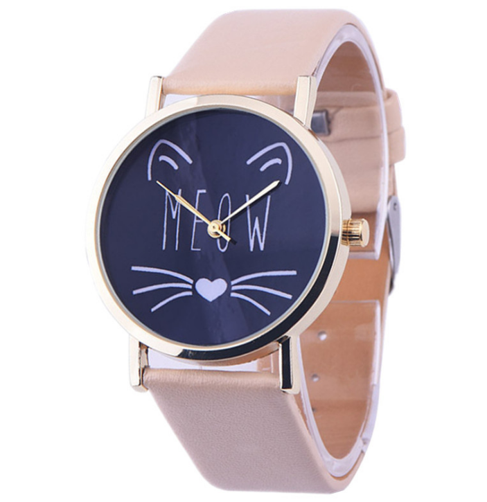 Watch watches women fashion watch  Luxury Cute Cat Pattern PU Leather Band Analog Quartz Vogue Wristwatch