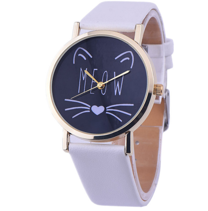 Watch watches women fashion watch  Luxury Cute Cat Pattern PU Leather Band Analog Quartz Vogue Wristwatch