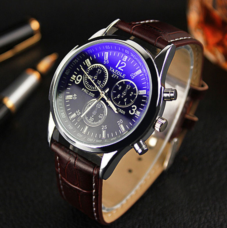 HOT SALE 2021 Top Brand Luxury Fashion Faux Leather Watches Mens Blue Ray Glass Quartz Analog Watch Wristwatch Clock Dropship