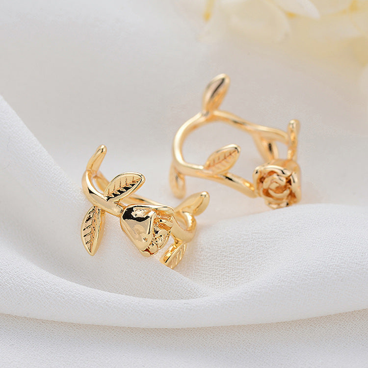 Personalized Fashion Rose Flower Braided Jewelry Ring Wedding Ring Material Accessories