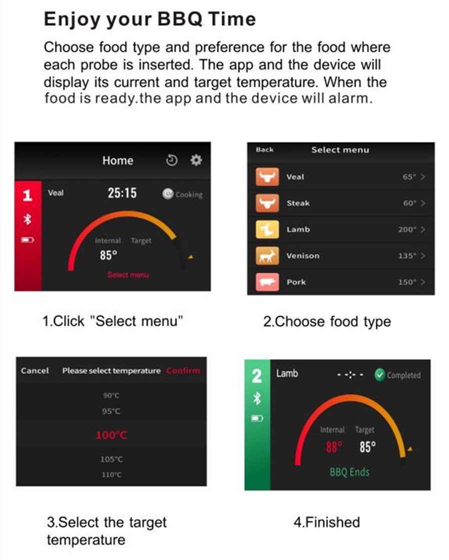 BBQ Probe Wireless Bluetooth BBQ Thermometer