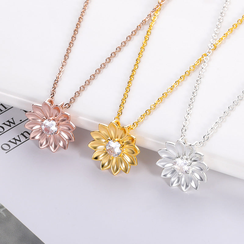 Jewelry Necklace Sunflower Zircon Ladies Necklace