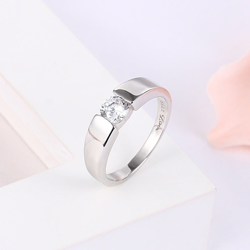 Couple Simulation Diamond Ring Men's Wedding Ring