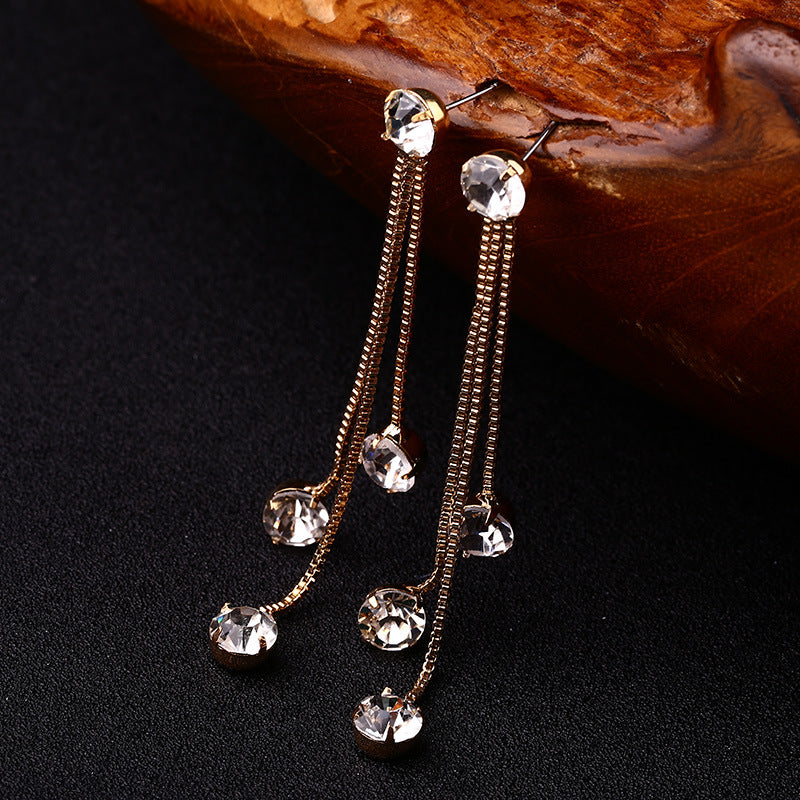 Fashion diamond tassel earrings