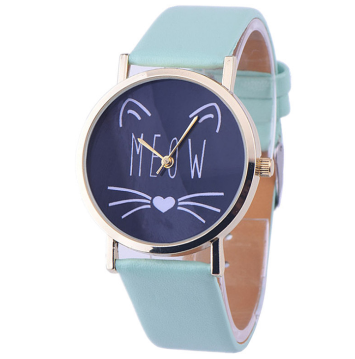 Watch watches women fashion watch  Luxury Cute Cat Pattern PU Leather Band Analog Quartz Vogue Wristwatch