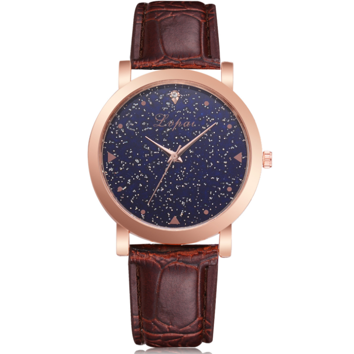 Lvpai Fashion Sports Star Starry Women Dress Watches Luxury Gold Leather Ladies Watch Girl Red White Student Clock Wristwatch