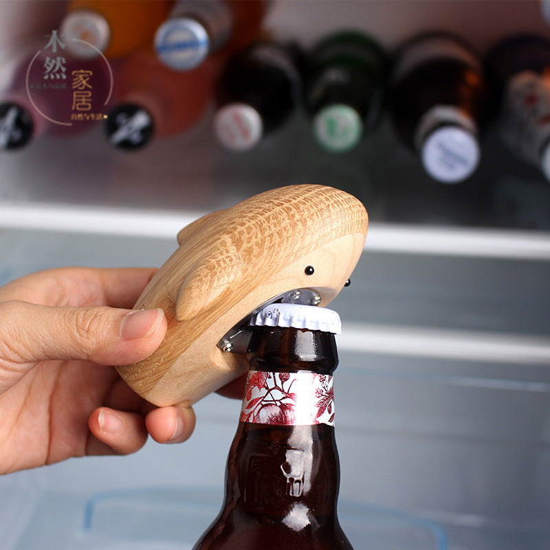 Household Wooden Shark Shape Beer Opener