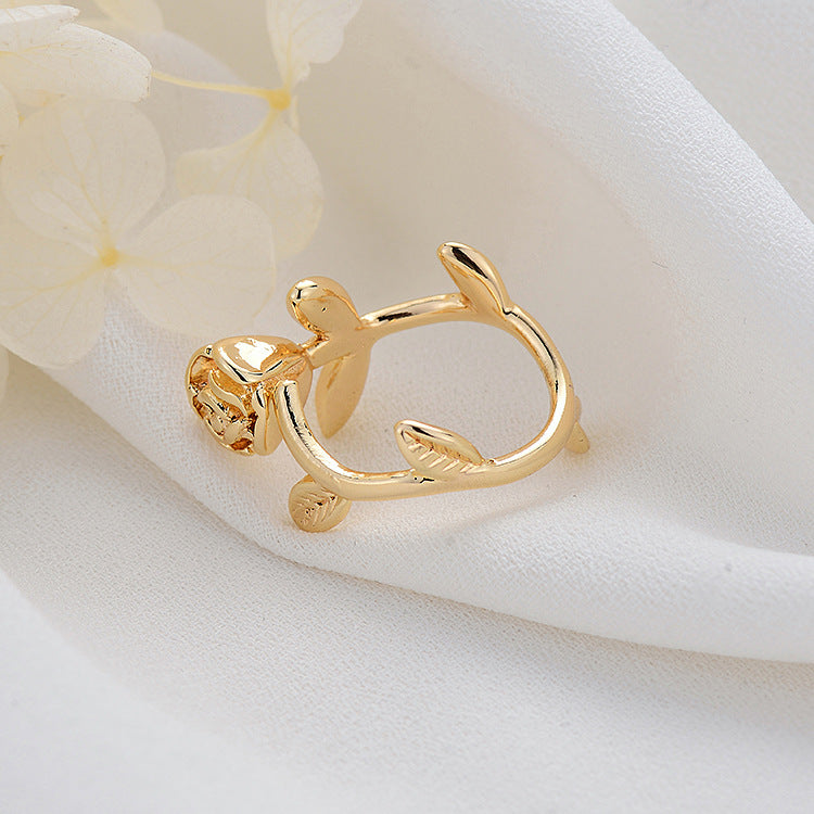 Personalized Fashion Rose Flower Braided Jewelry Ring Wedding Ring Material Accessories