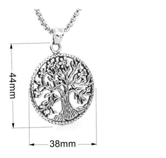 Necklace Stainless Steel Diamond Tree Pendant Jewelry