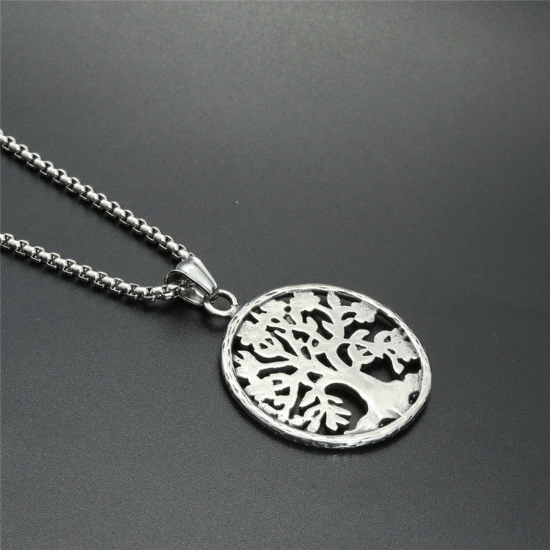 Necklace Stainless Steel Diamond Tree Pendant Jewelry